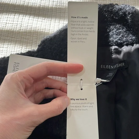 Eileen Fisher Black Curly Alpaca Moto Jacket Small